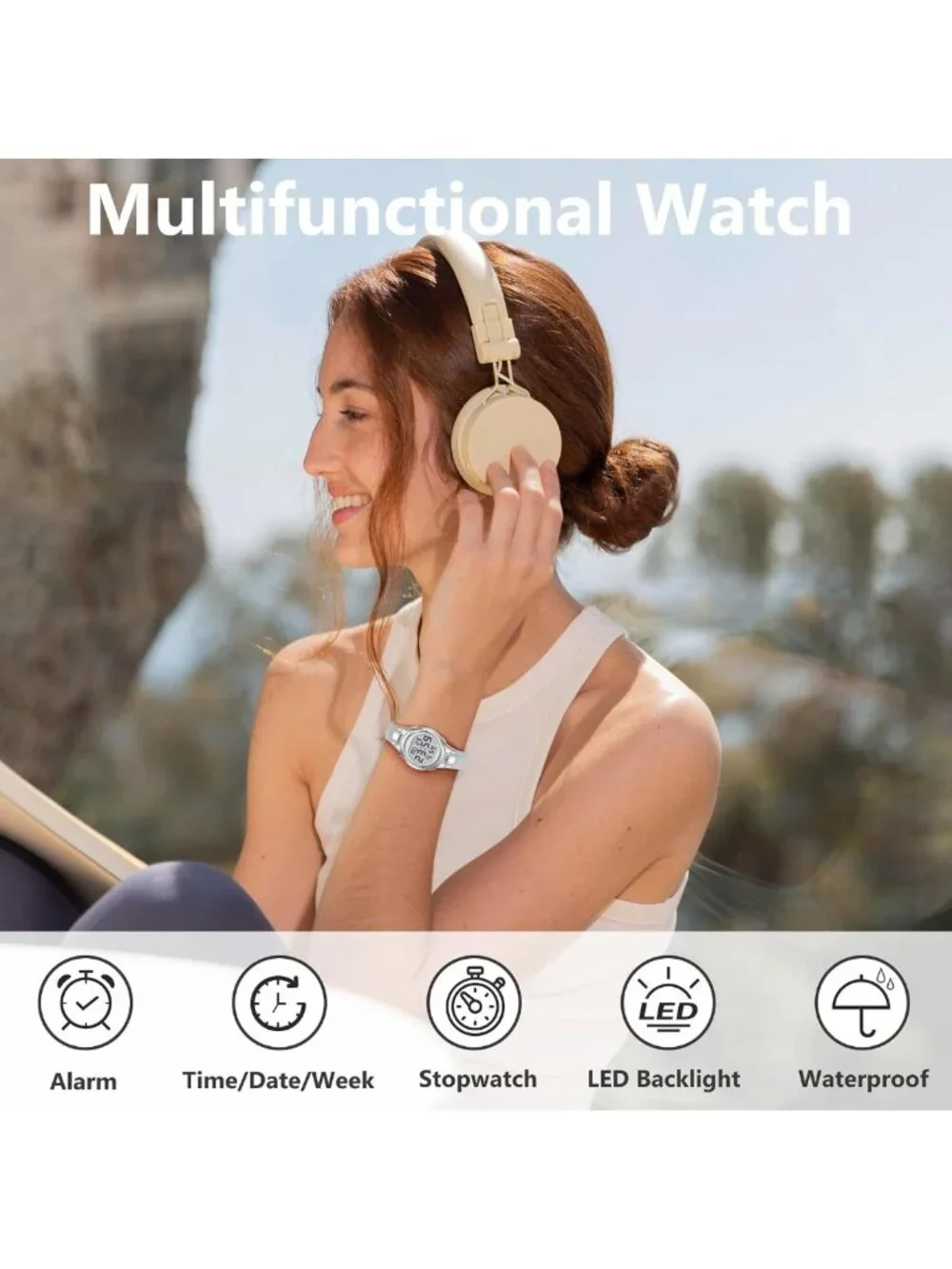 Stylish Women's Waterproof Sport Watch with Alarm, Stopwatch & LED Display